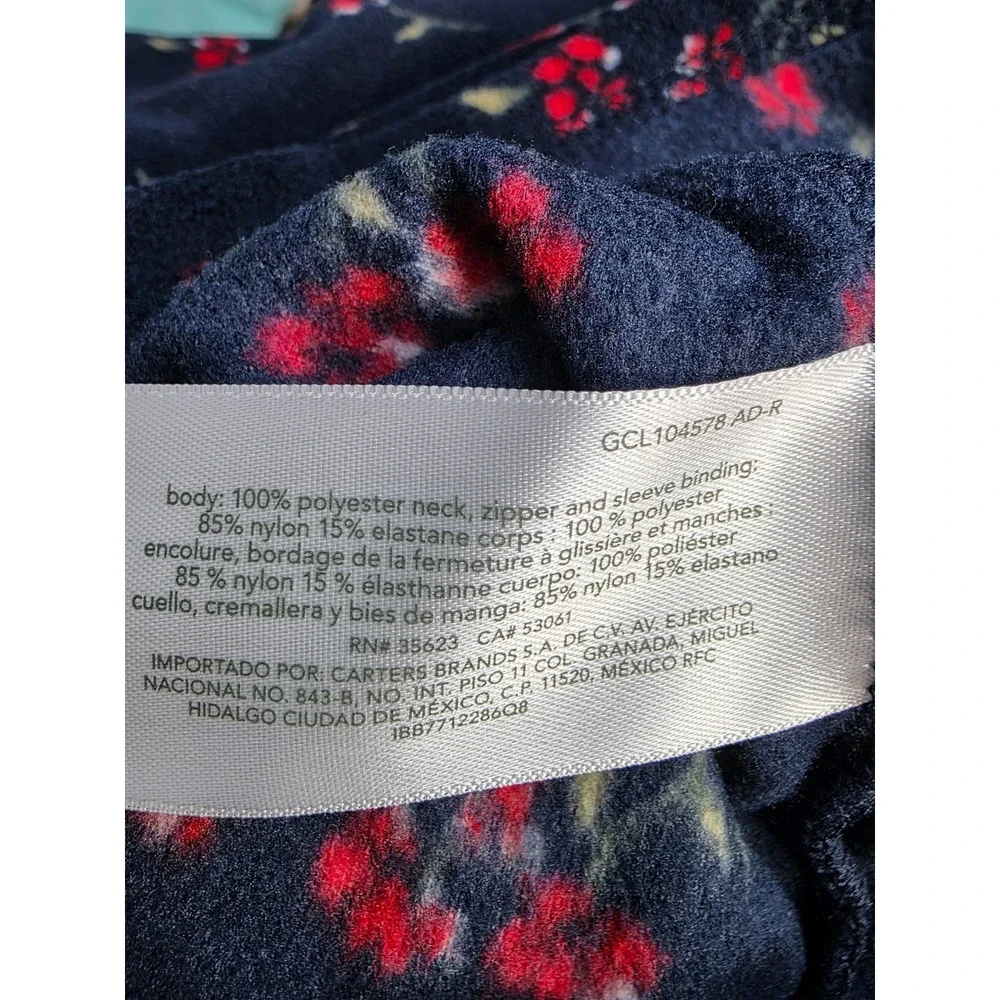 OshKosh B'gosh Toddler Girls 5t Fleece Pullover Navy Floral Print Red Trim /B29